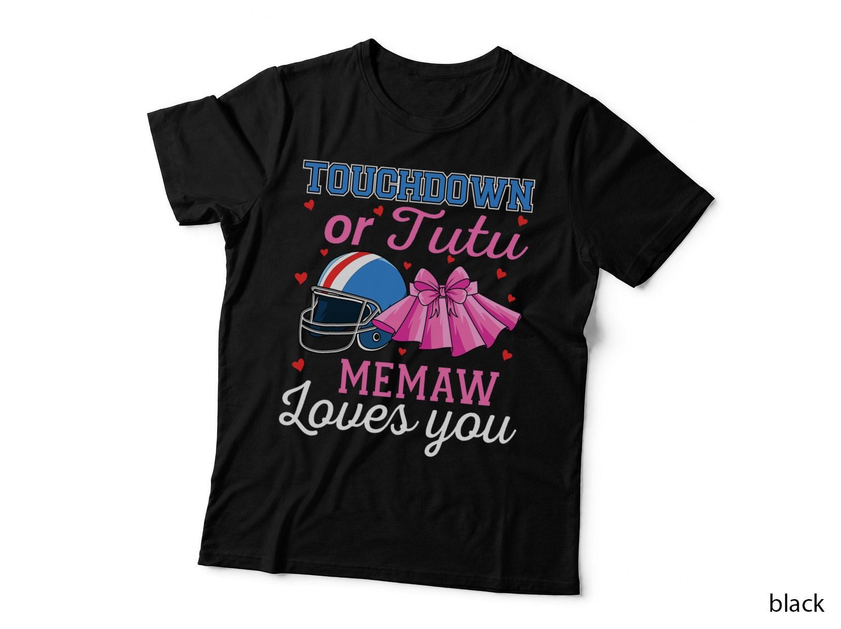 Touchdown or Tutu Memaw Loves You Football Gender Reveal T-Shirt