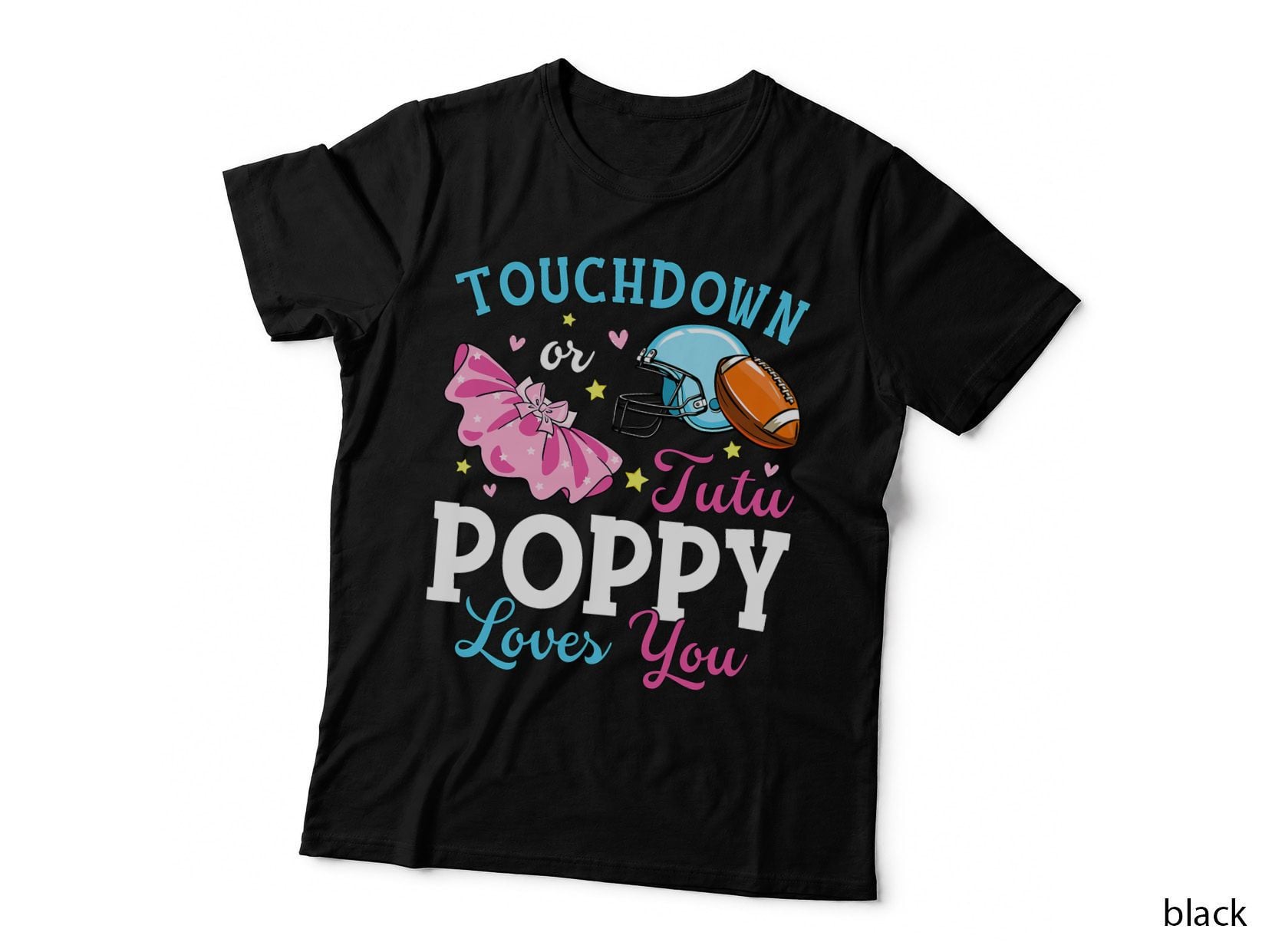 Touchdown or Tutu Poppy Loves You Football Baby Shower T-Shirt