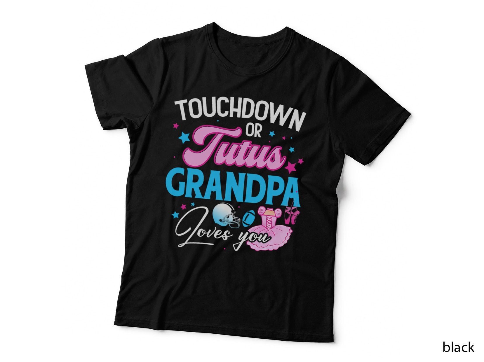 Touchdowns or Tutus Grandpa Loves You Gender Reveal Football T-Shirt