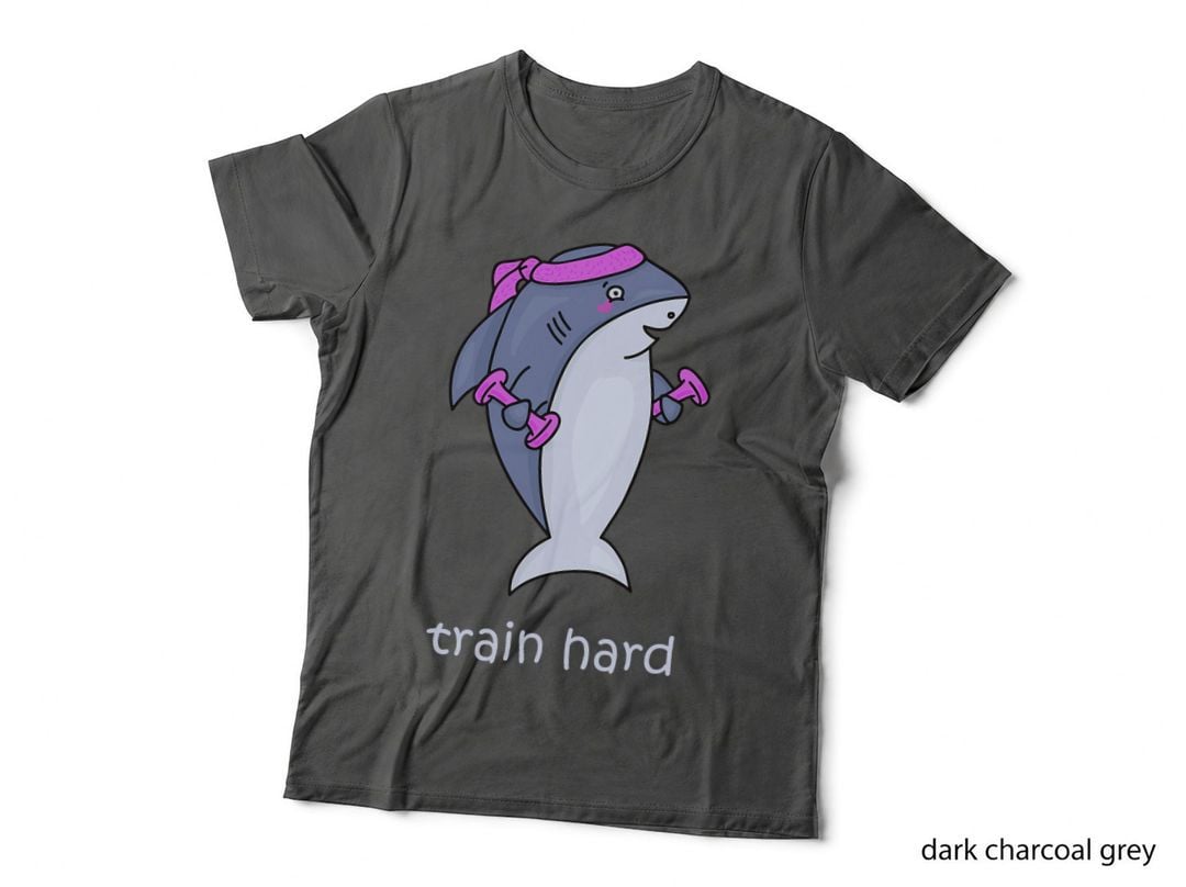 Train Hard Shirt - Funny Shark Gym Shirt T-Shirt