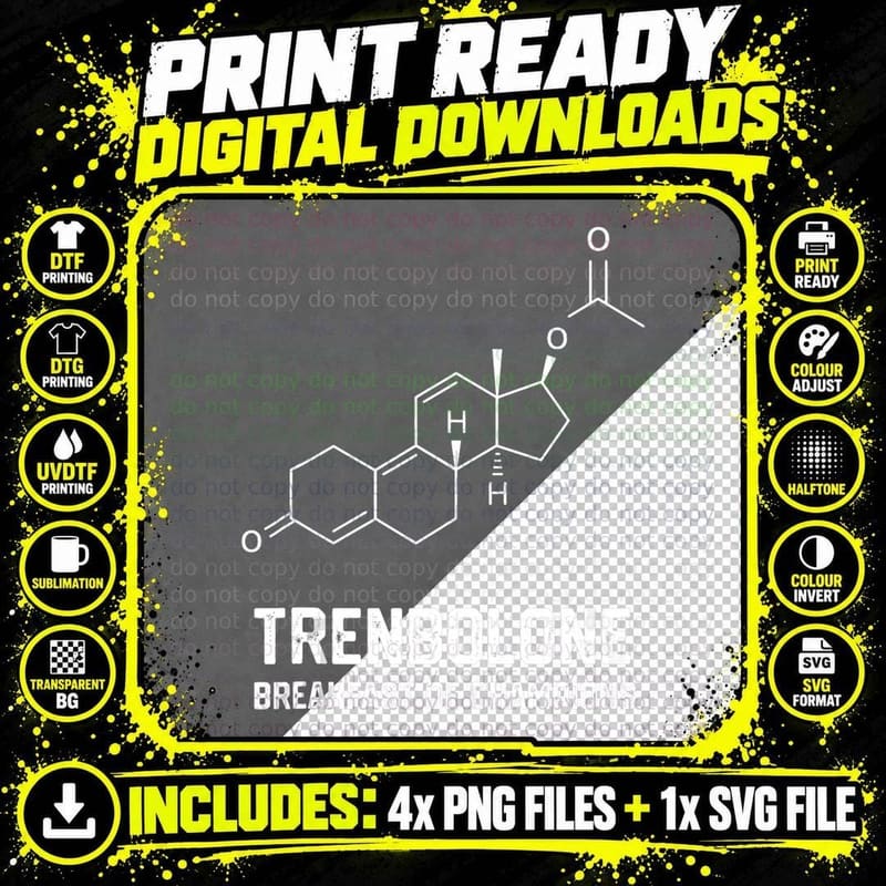 Trenbolone Workout Gym Shirt - Breakfast of Winners Png SVG Digital Bundle