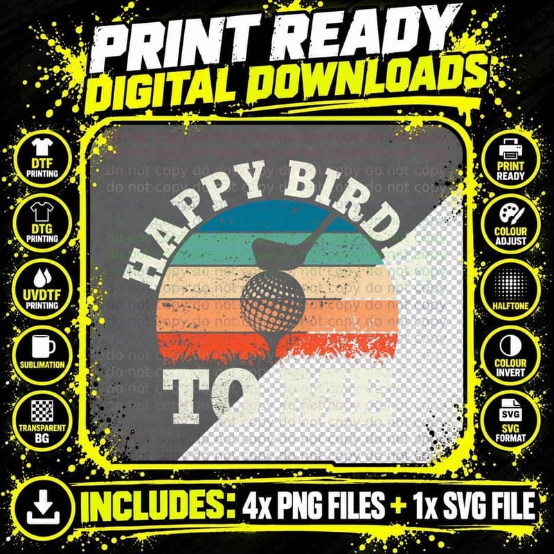 Vintage Retro Birthday Party Happy Birdie to Me Funny Png SVG Digital Bundle