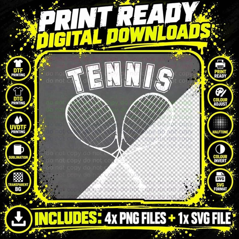 Vintage Tennis Rackets Hoodie Outdoor Sport Birthday Png SVG Digital Bundle
