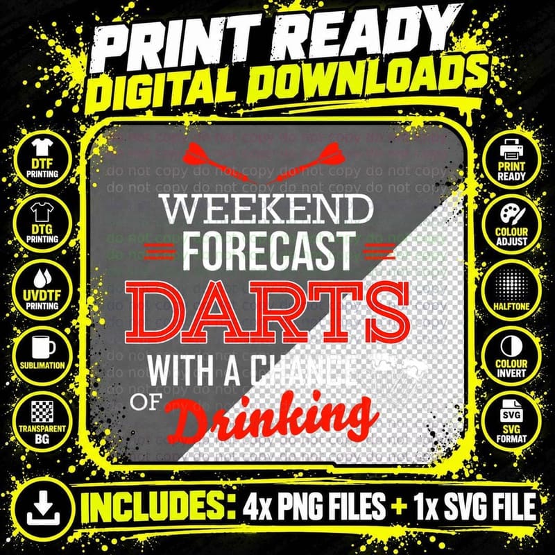 Weekend Darts with a Chance of Drinking Funny Beer Png SVG Digital Bundle