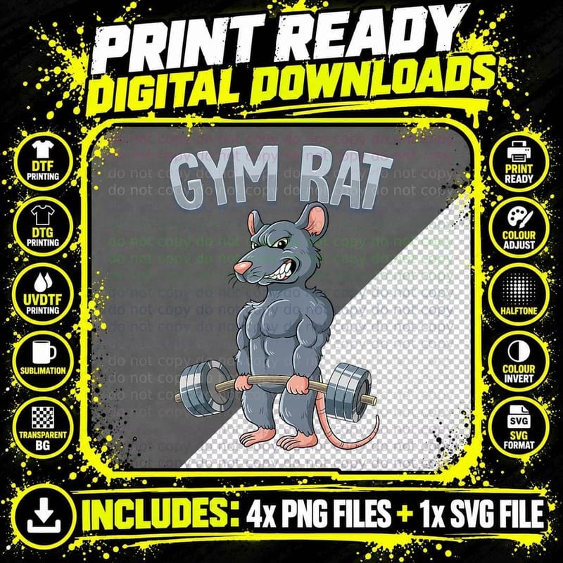 Weight Training Deadlift Gym Rat, Workout Lover Png SVG Digital Bundle