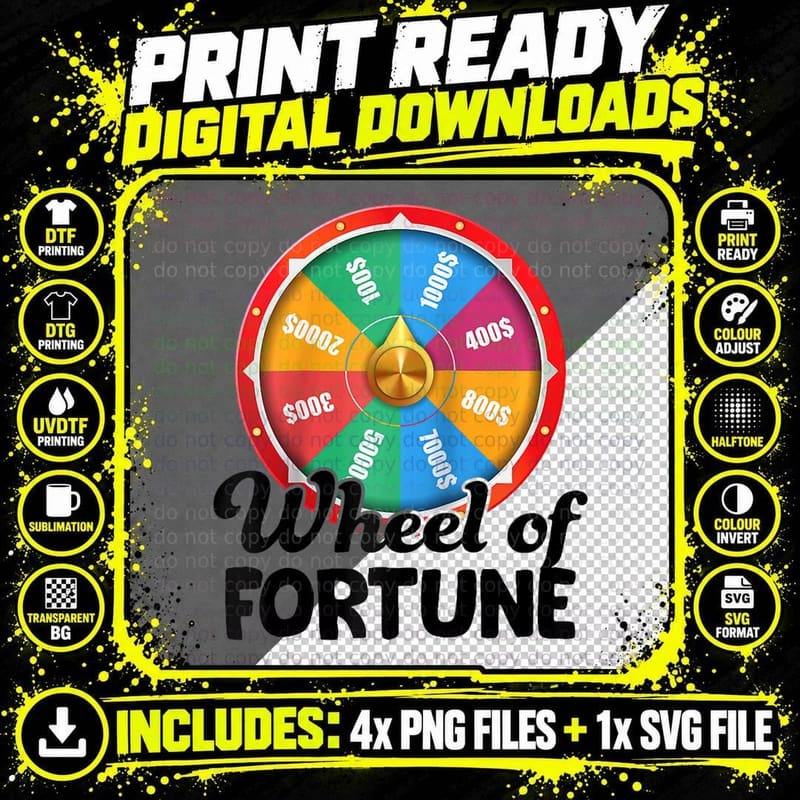Wheel of Fortune Clothes for Dad Father's Day Png SVG Digital Bundle