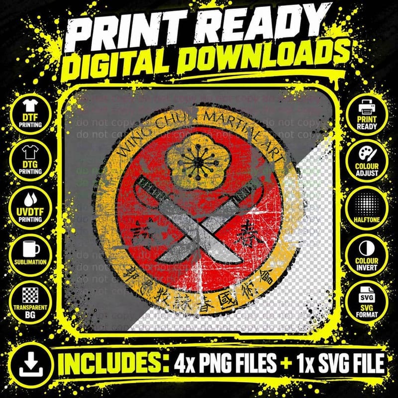 Wing Chun Martial Art Sword GYM Training MMA Kung Fu Png SVG Digital Bundle