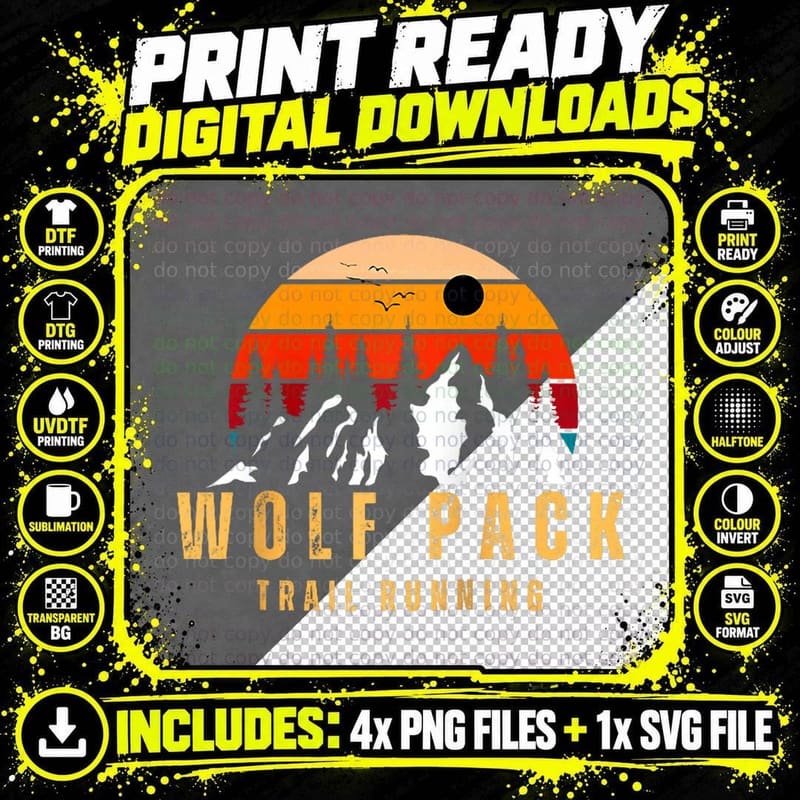 Wolf Pack Trail Running, Cool Design Lifestyle T-Shirt Png SVG Digital Bundle
