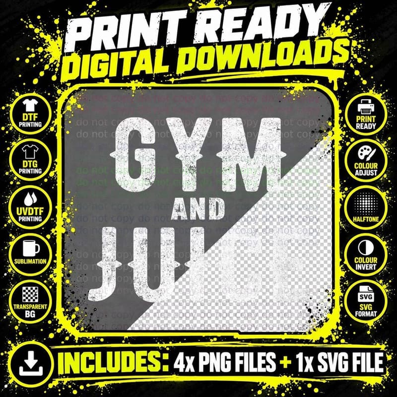 Workout Funny - Gym and Juice Fitness Training Exercise Png SVG Digital Bundle