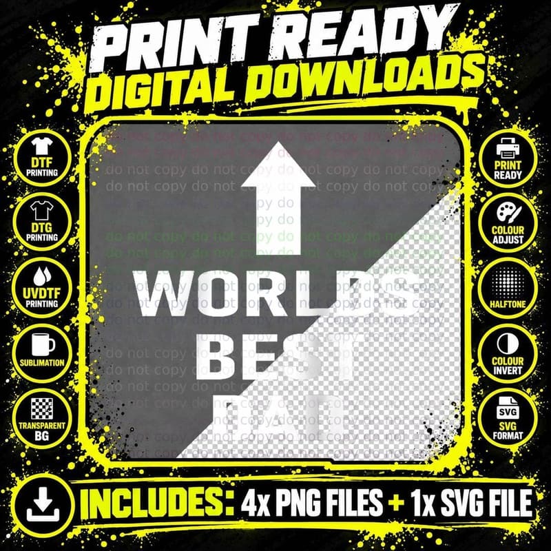Worlds Best Dad Father's Day Birthday Men Kids Teen Gift Png SVG Digital Bundle