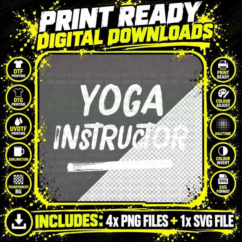 Yoga Instructor Distressed Gym Trainer Coach Sports Png SVG Digital Bundle