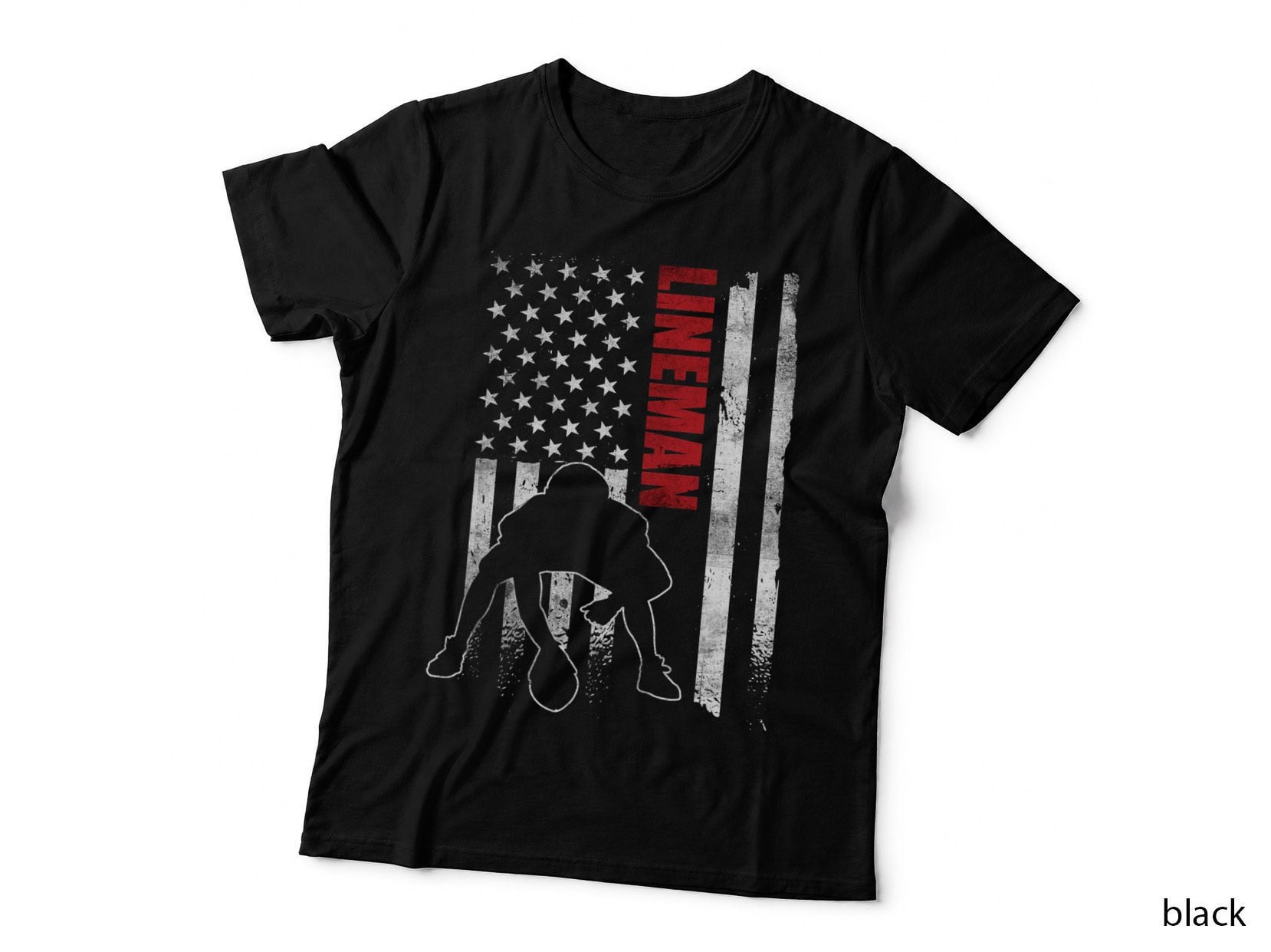 American Football Lineman Offensive Player Apparel US Flag T-Shirt