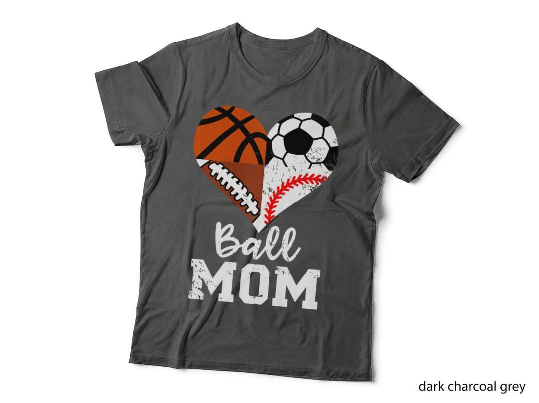 Ball Mom Funny Soccer Football Baseball Basketball Heart T-Shirt