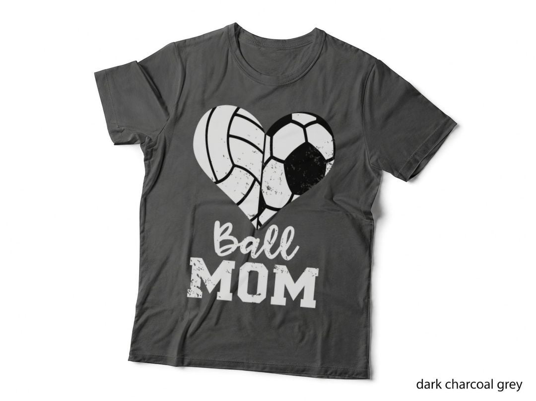 Ball Mom Heart Funny Soccer Volleyball Mom T-Shirt