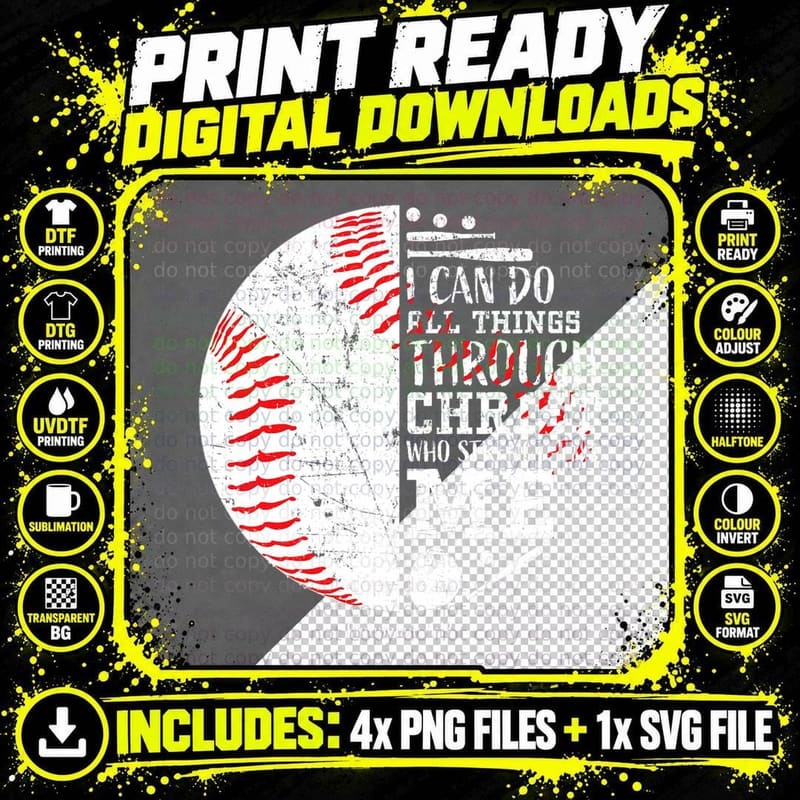 Baseball Gifts Teen Boys Men Kids Christian Religious Png SVG Digital Bundle