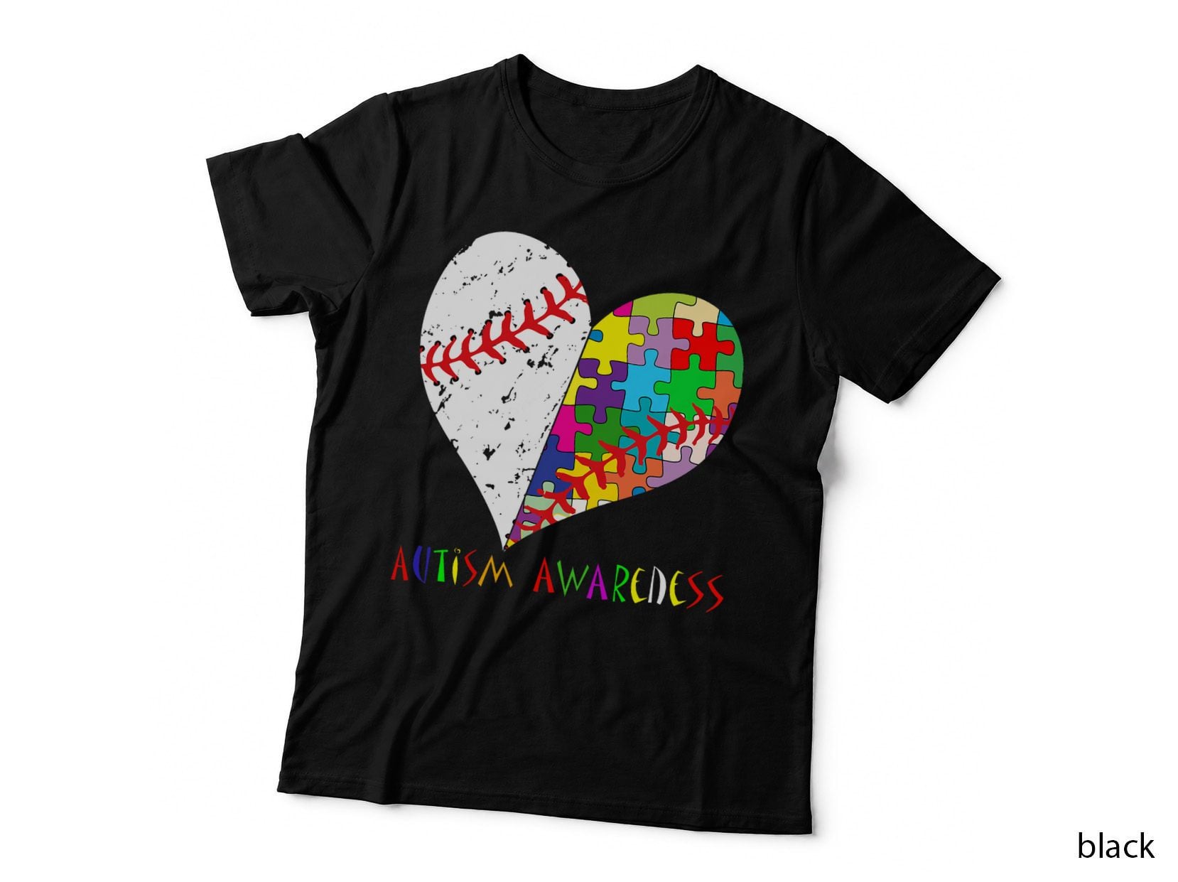 Baseball Heart Autism Awareness T-Shirt