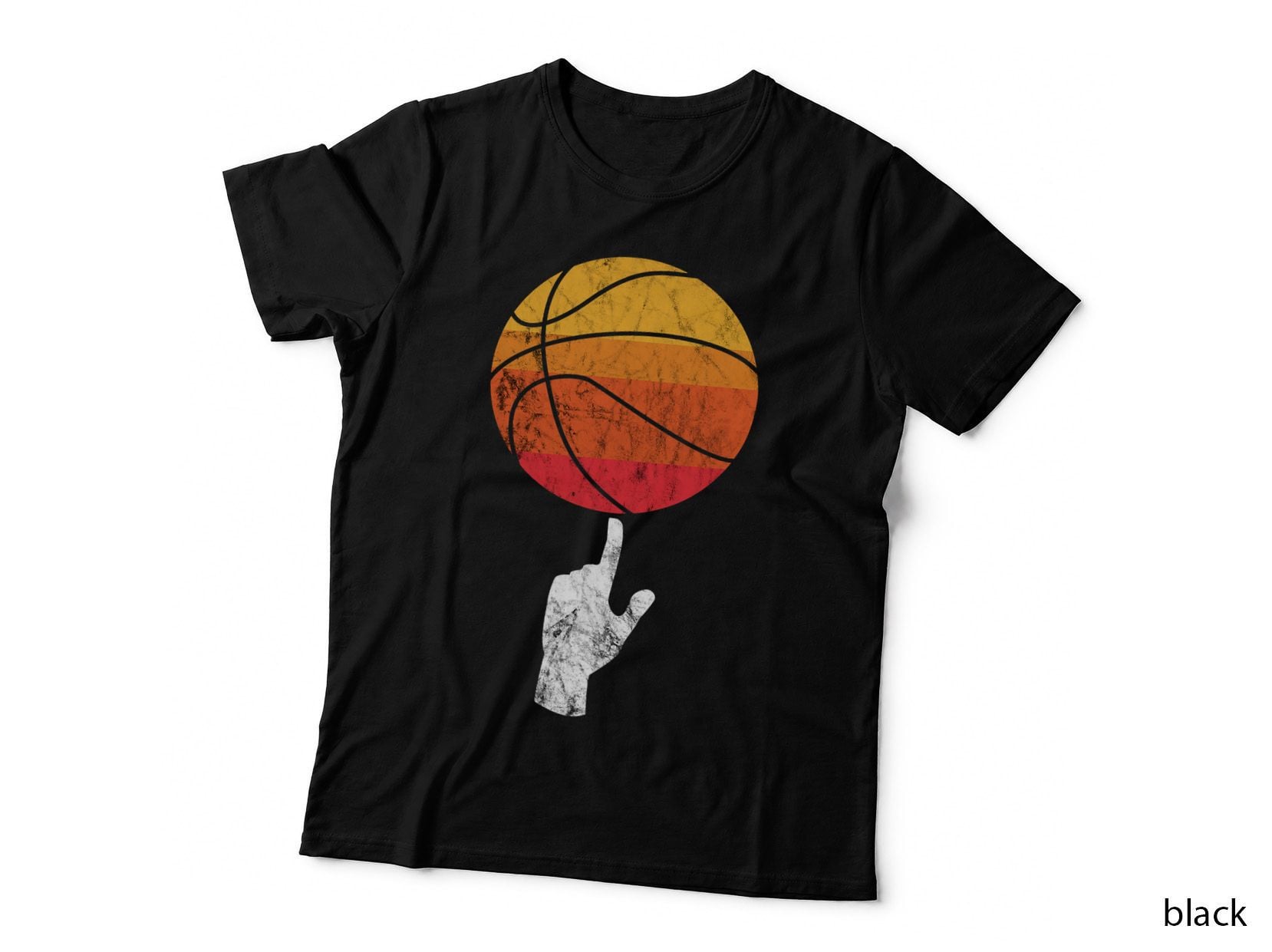 Basketball Playing Basketball Sports Vintage Retro Sunset T-Shirt