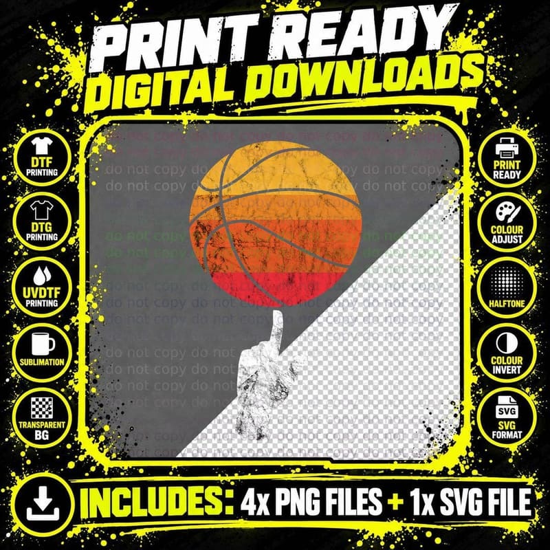 Basketball Playing Basketball Sports Vintage Retro Png SVG Digital Bundle