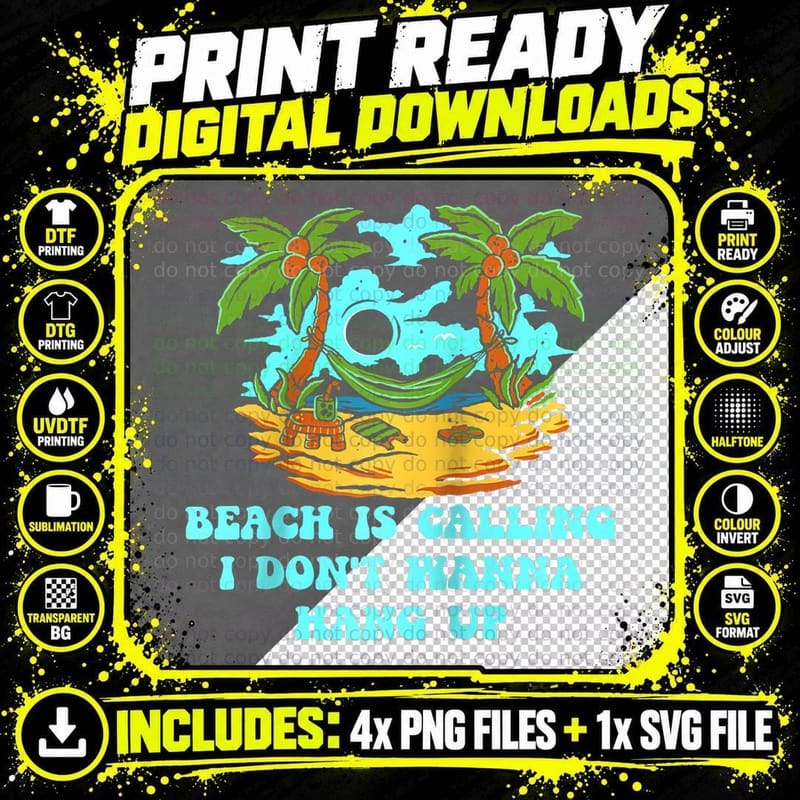 Beach Is Calling I Don't Wanna Hang up Coworker Ocean Png SVG Digital Bundle