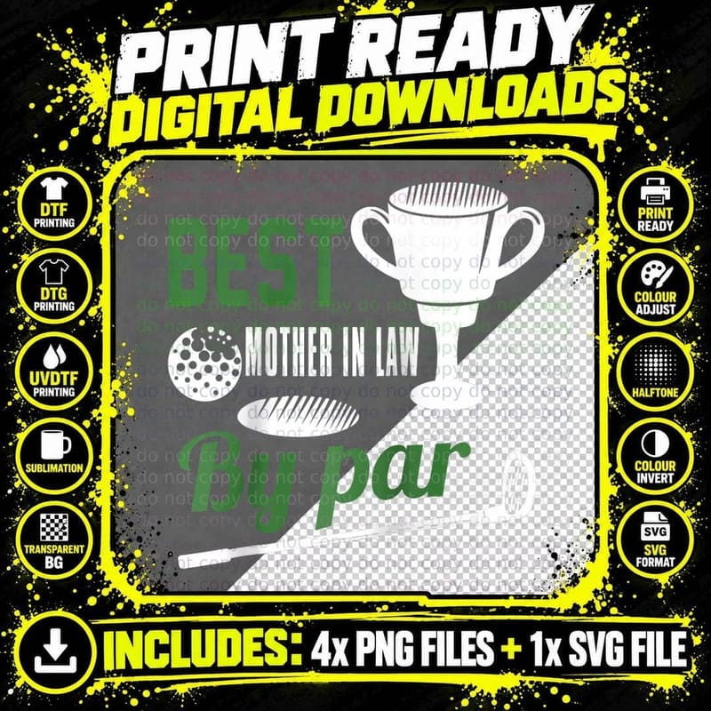 Best Mother in Law by Par Golf Golfer Gift Golfing Lover Png SVG Digital Bundle