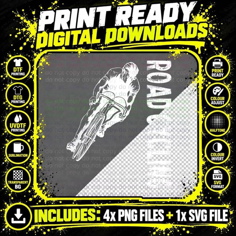 Bicycles Sports Road Cycling, Fun Graphic Apparel Wear Png SVG Digital Bundle
