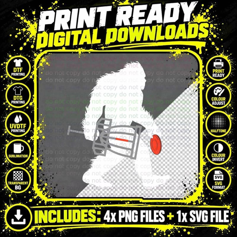 Bigfoot Disc Golf Cryptid Sasquatch Golfer Golfing Lover Png SVG Digital Bundle