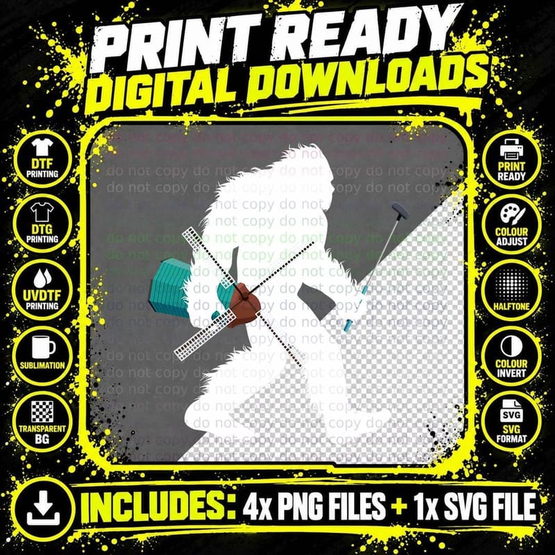 Bigfoot Mini Golf Cryptid Golfer Sasquatch Putt Golfing Png SVG Digital Bundle
