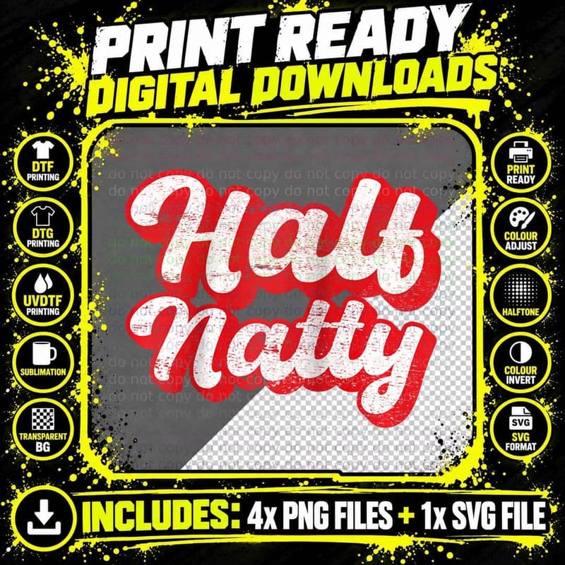 Bodybuilding Half Natty Gift Lover Fan T-Shirt Png SVG Digital Bundle