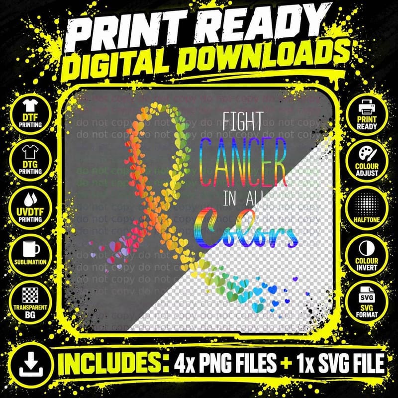 Cancer Sucks in Every Color Fighter Fight Support the Png SVG Digital Bundle