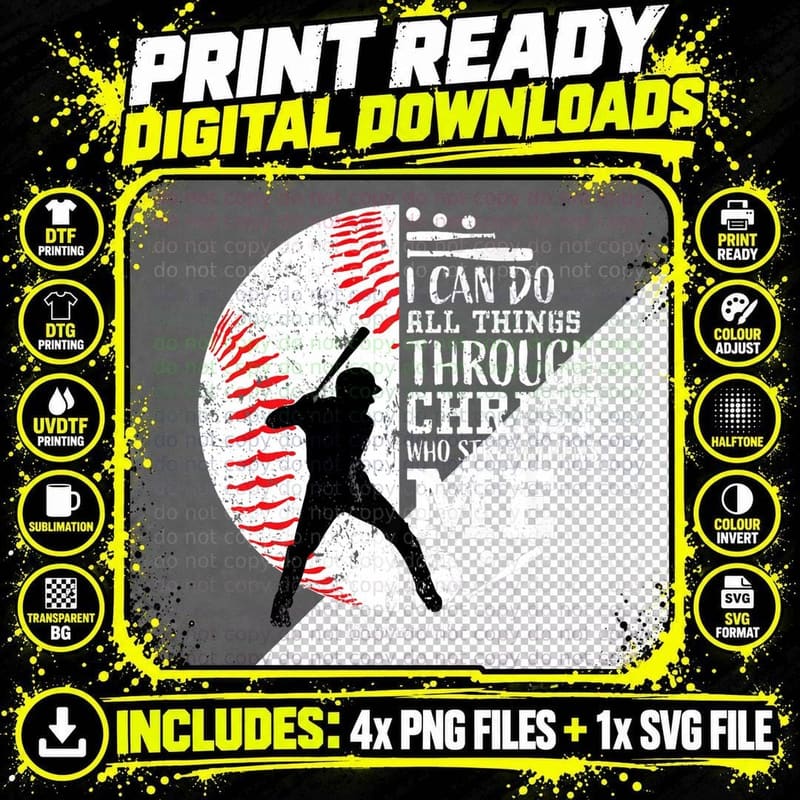 Cool Baseball Player Gifts Boys Kids Christian Bible Png SVG Digital Bundle