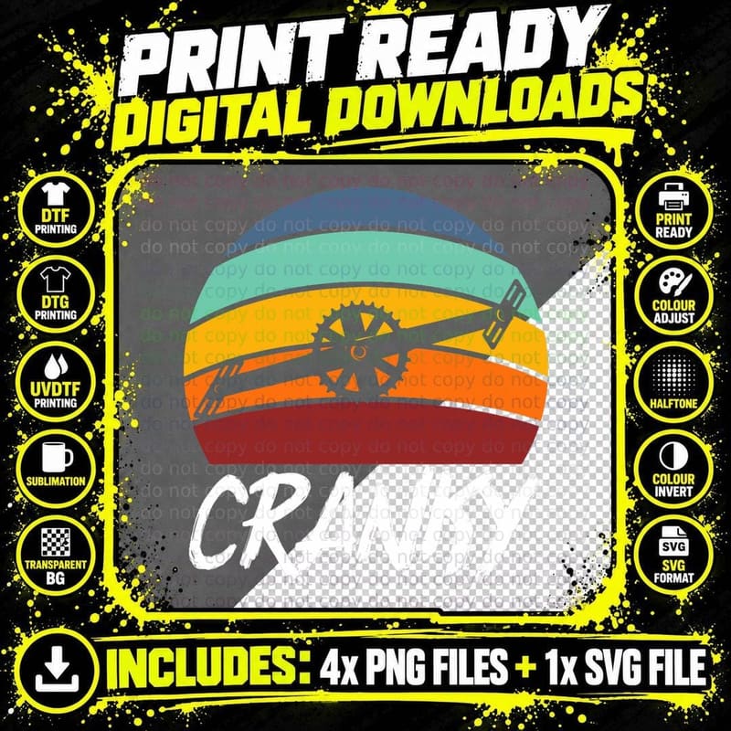 Cranky Bike BMX MTB Biking Cycling Retro Vintage T-Shirt Png SVG Digital Bundle