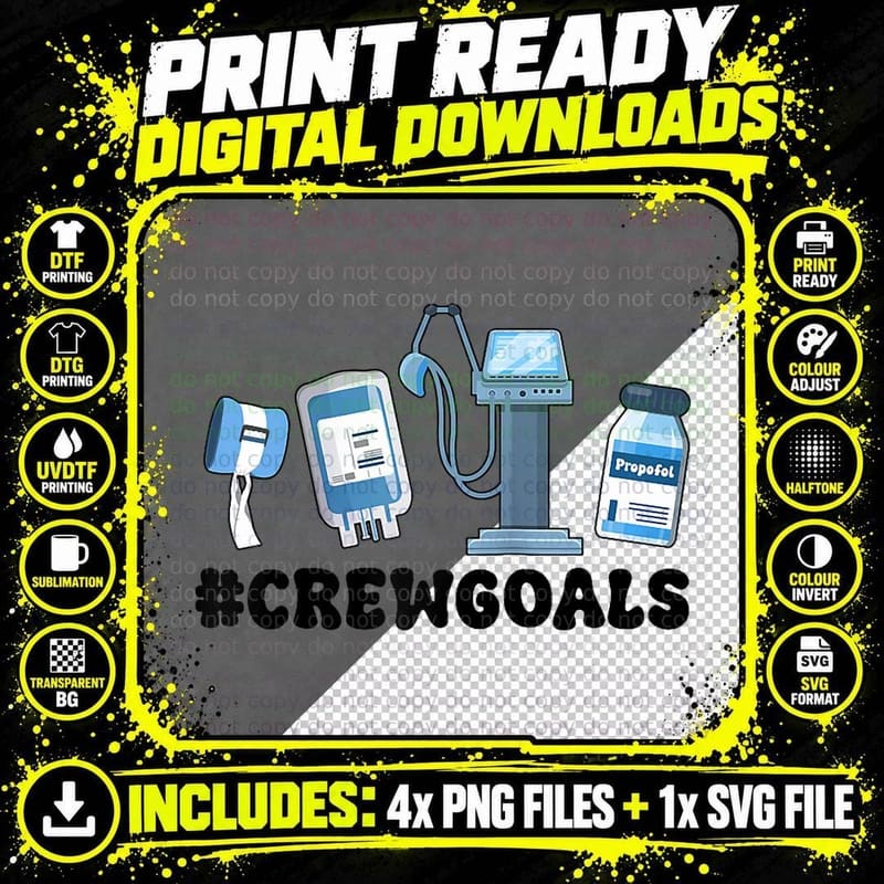 Crew Goals Trauma ICU Nurse Squad Intensive Care Unit Png SVG Digital Bundle