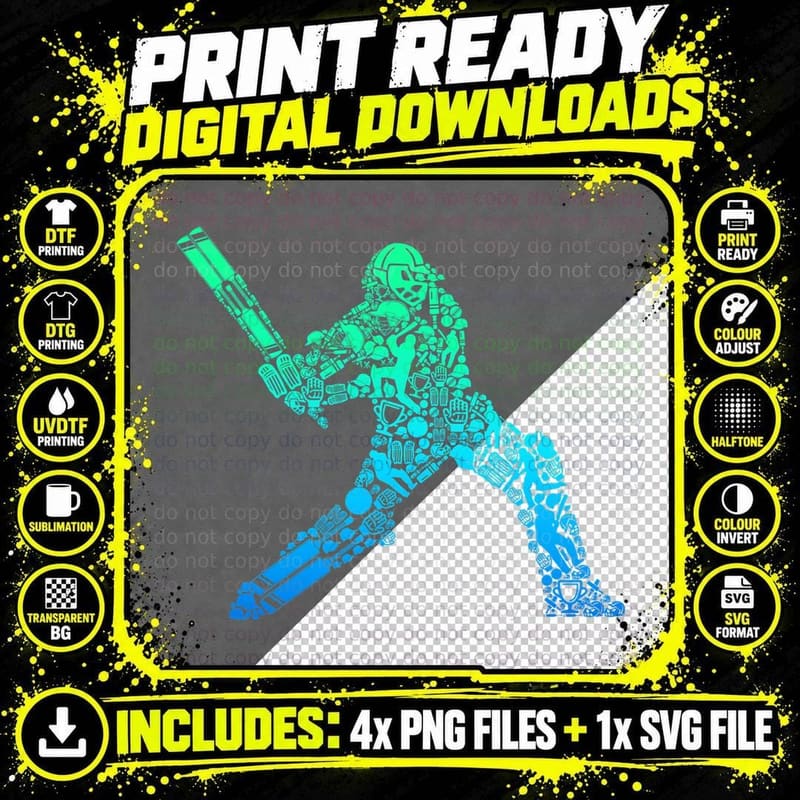 Cricket Player Youth Men Boys Kids T-Shirt Png SVG Digital Bundle