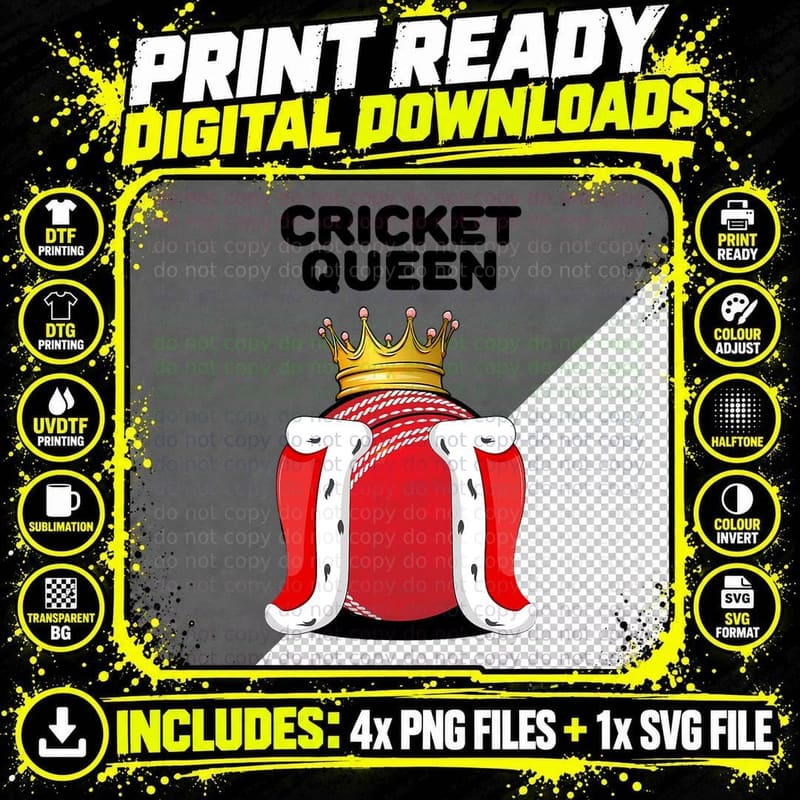 Cricket Queen Cricket Tshirt Girls Cricket Player T-Shirt Png SVG Digital Bundle