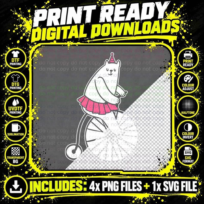 Cycling Bear Circus Staff T-Shirt Png SVG Digital Bundle