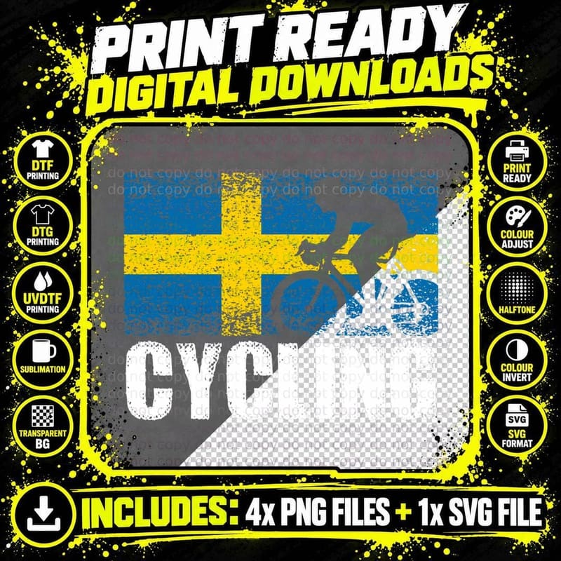 Cycling Sport, Sweden Flag, Swedish Bicycle Racing Png SVG Digital Bundle