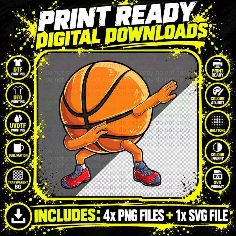 Dabbing Basketball Ball Funny Boys Men Women Sports Png SVG Digital Bundle