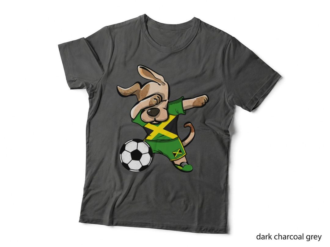 Dabbing Dog Jamaica Soccer Jamaican Flag Football Lover Gift T-Shirt