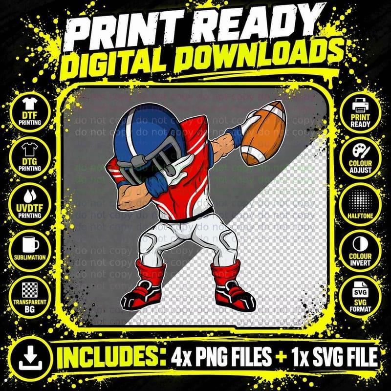 Dabbing Football Player - American Football Season Dab Png SVG Digital Bundle