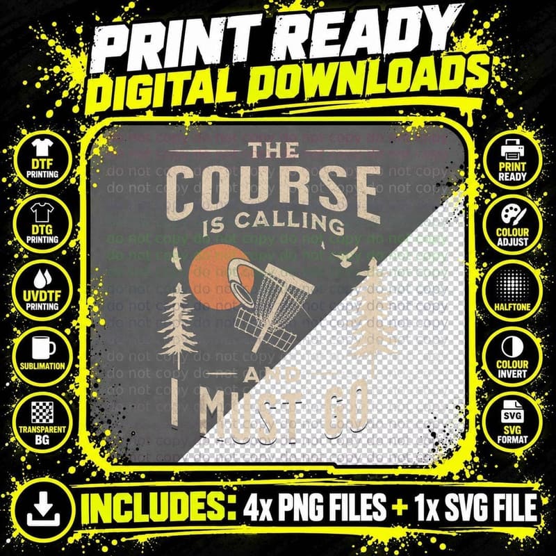 Disc Golf - the Course Is Calling Funny Sarcastic IV Png SVG Digital Bundle
