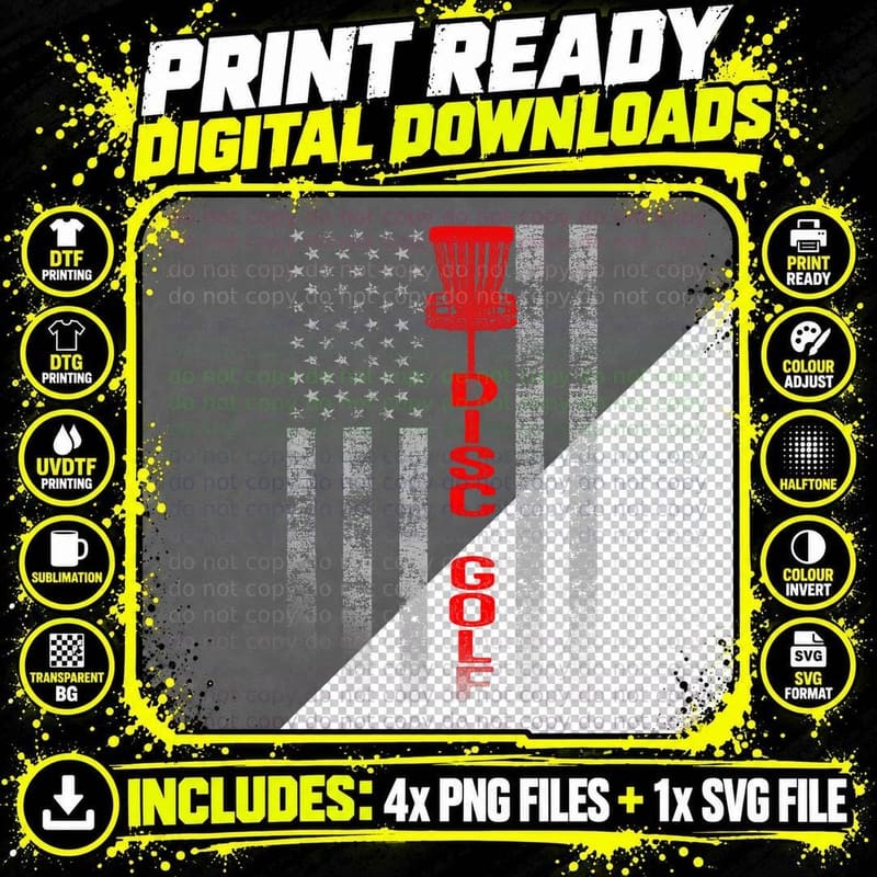 Disc Golf Basket Flag Design - Gift for Disc Golfers Png SVG Digital Bundle