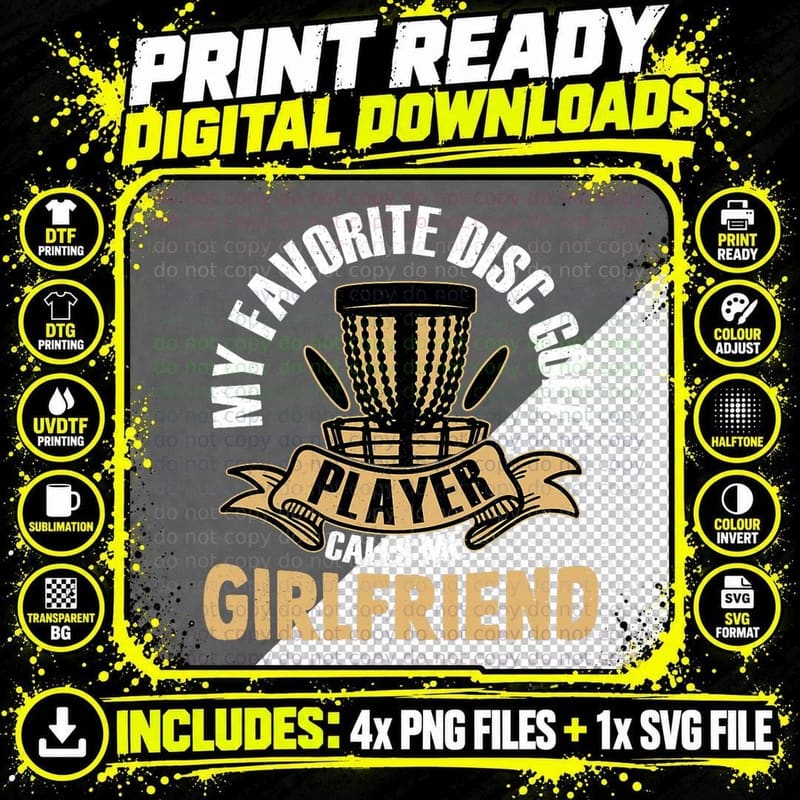 Disc Golf Player Calls Me Girlfriend Funny Golfing Png SVG Digital Bundle