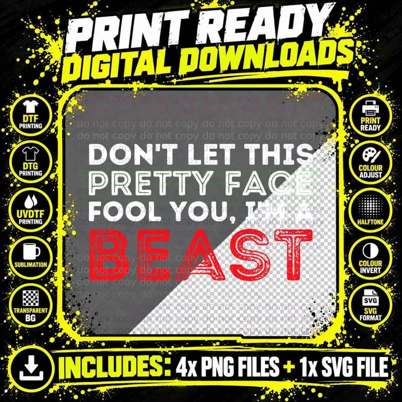 Don't Let This Pretty Face Fool You - Wrestling & Png SVG Digital Bundle