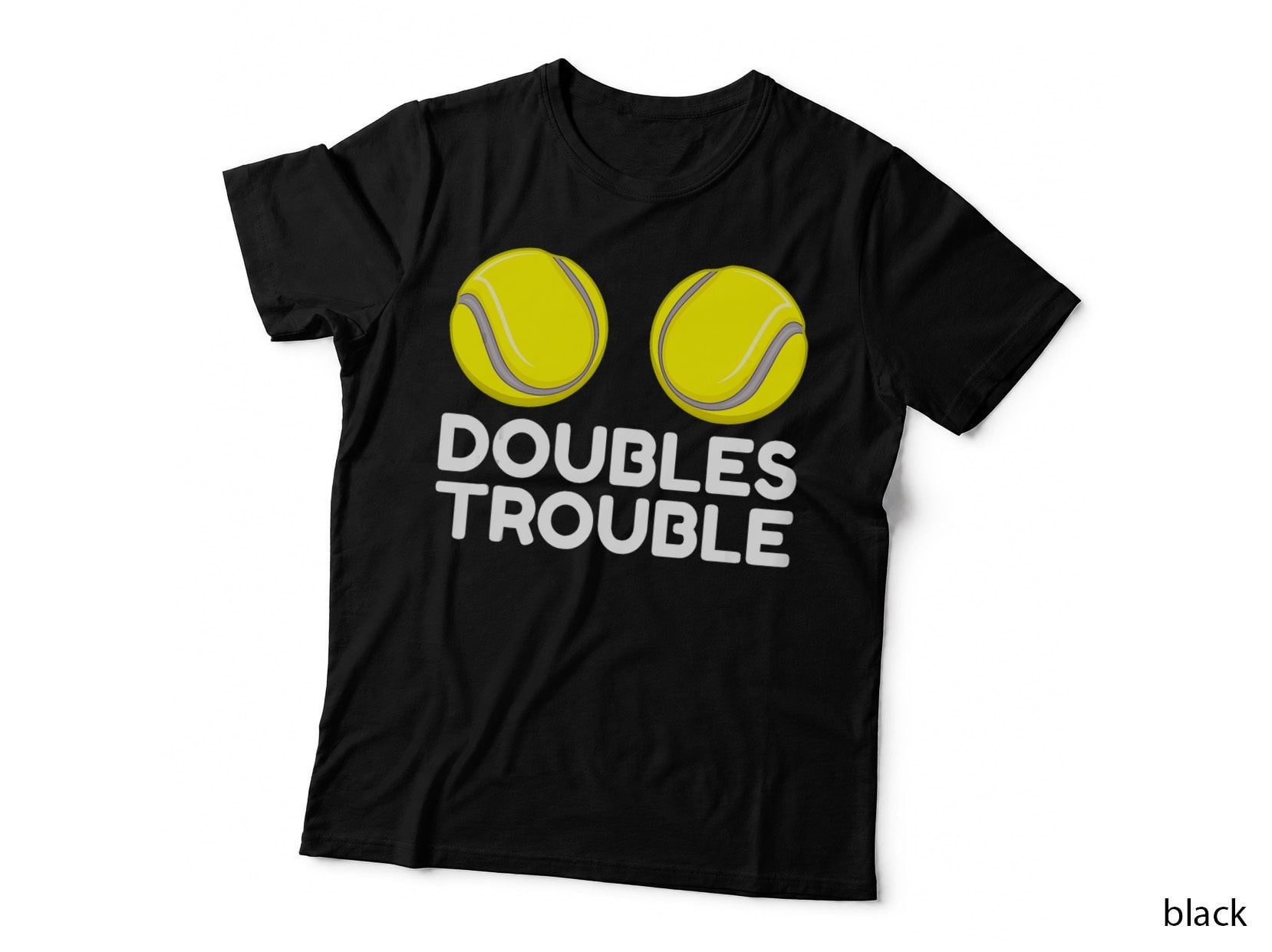 Doubles Trouble Funny Team Tennis Ball Player T-Shirt