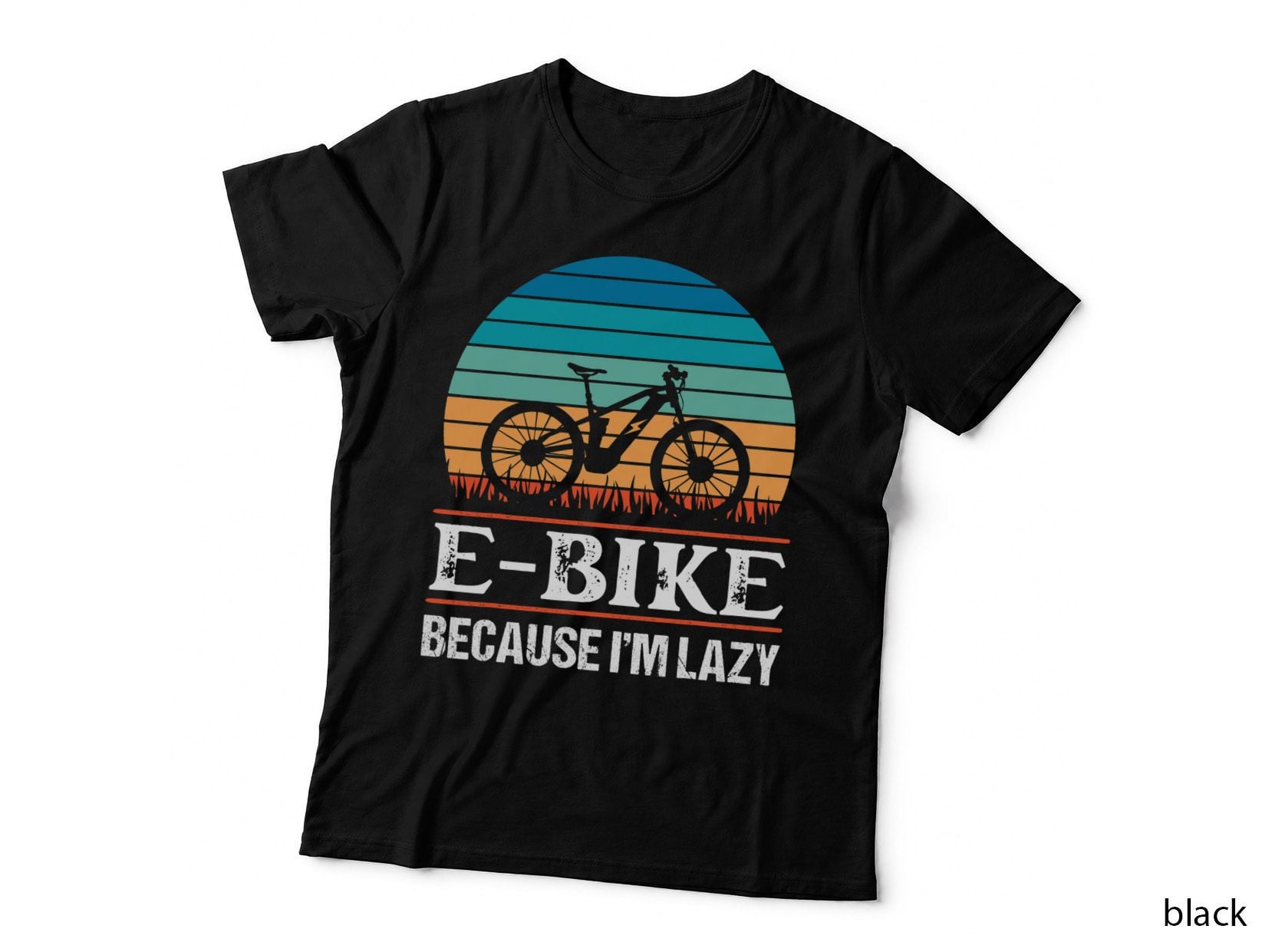Ebike Retro Sunset Funny Bicycle EMTB Cycling E-Bike Cycle T-Shirt