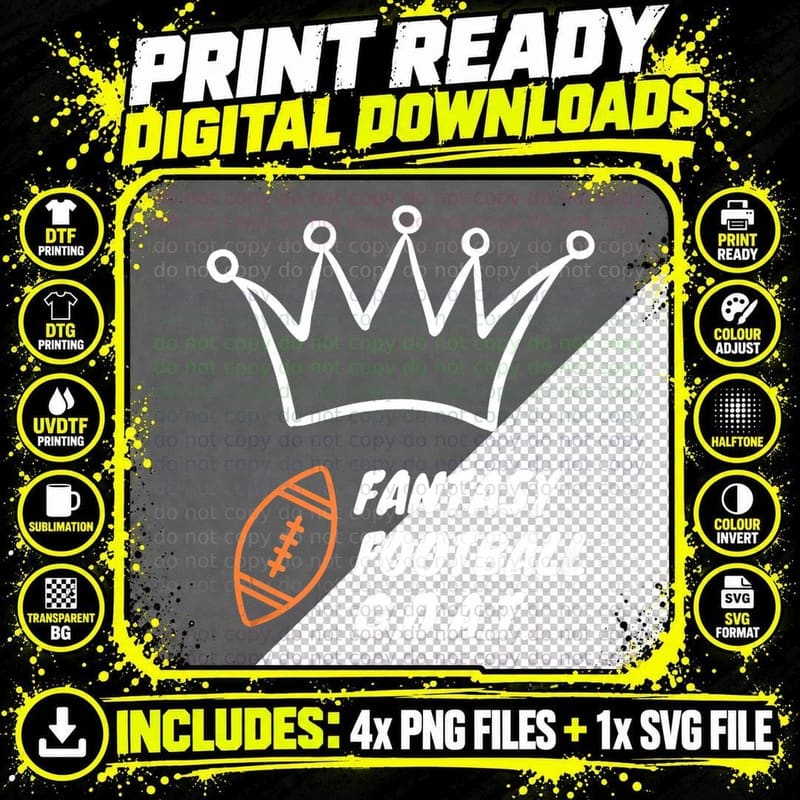 Fantasy Football G.o.a.t. Gift Lover Fan T-Shirt Png SVG Digital Bundle