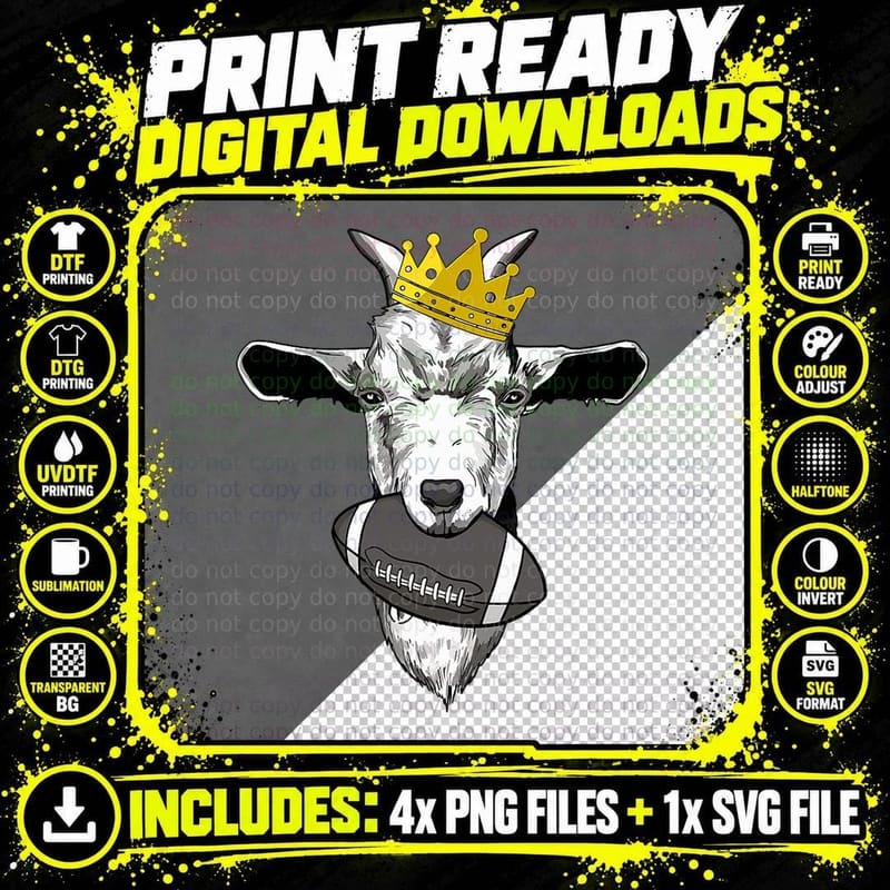 Fantasy Football Goat T-Shirt Png SVG Digital Bundle