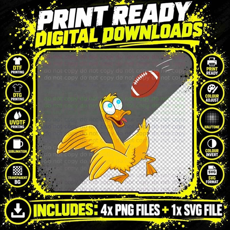 Football Duck Reciever Goose Bird Catching Football Png SVG Digital Bundle