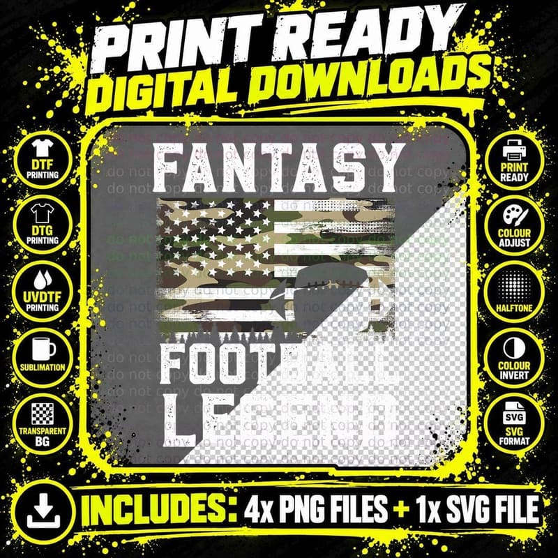 Football Men Women Game Day Fantasy Football Camo Png SVG Digital Bundle