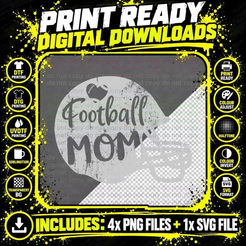 Football Mom American Football Proud Supportive Mom Png SVG Digital Bundle